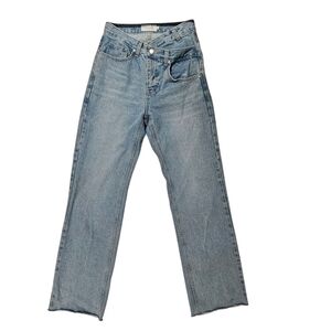 Wave Denim Seoul Crisscross Boyfriend Jeans Light Blue Size Small (28 Waist)